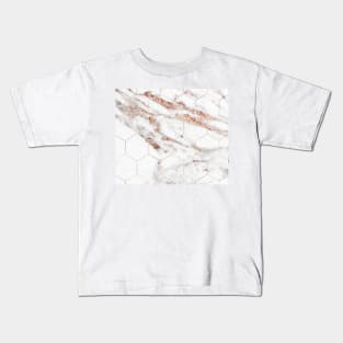 Rose gold hex - rose gold marble Kids T-Shirt